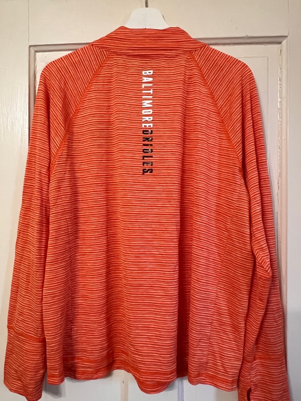 New Era Orange Striped Baltimore Orioles Quarter-Zip Pullover - Picture 2 of 11